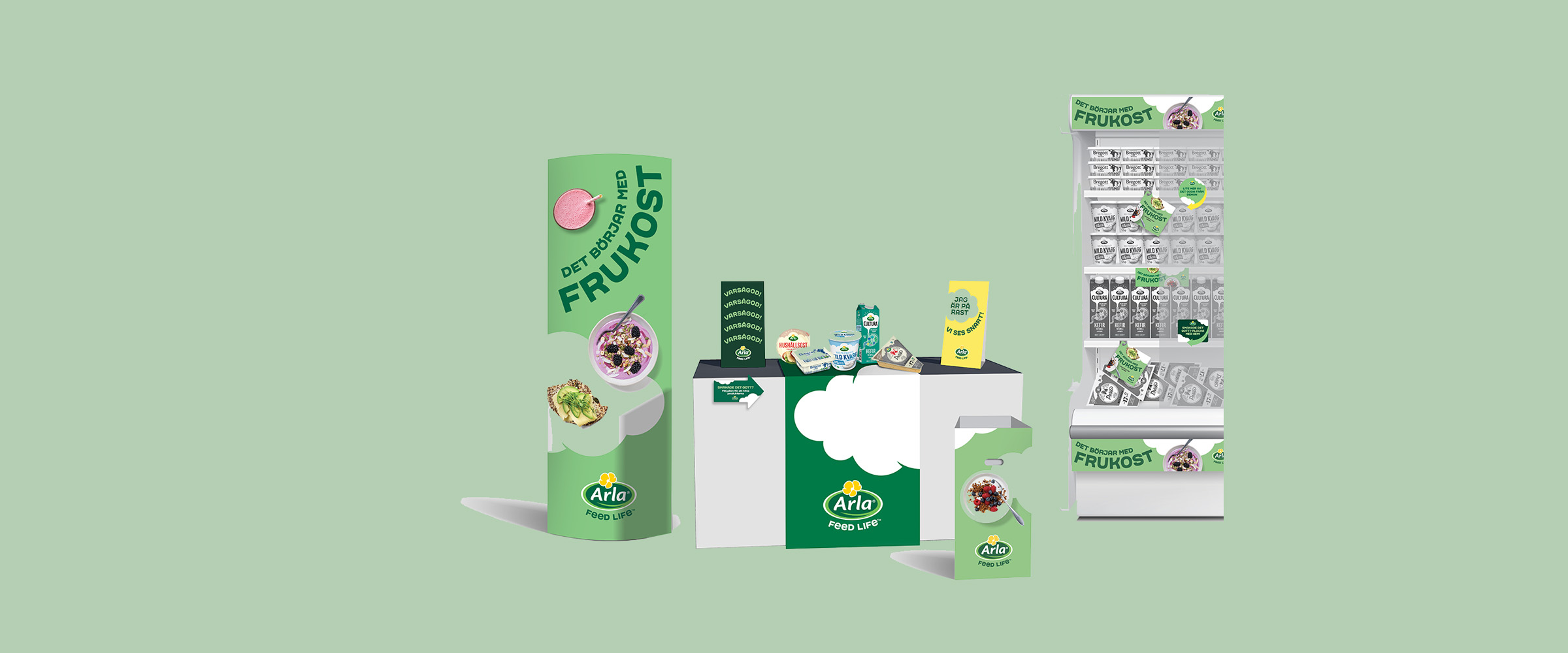 Material för frukostdemo i butik.