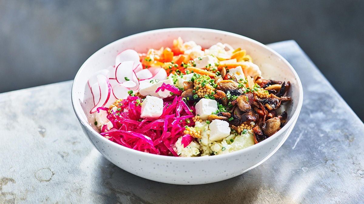 Bowl med krossad potatis