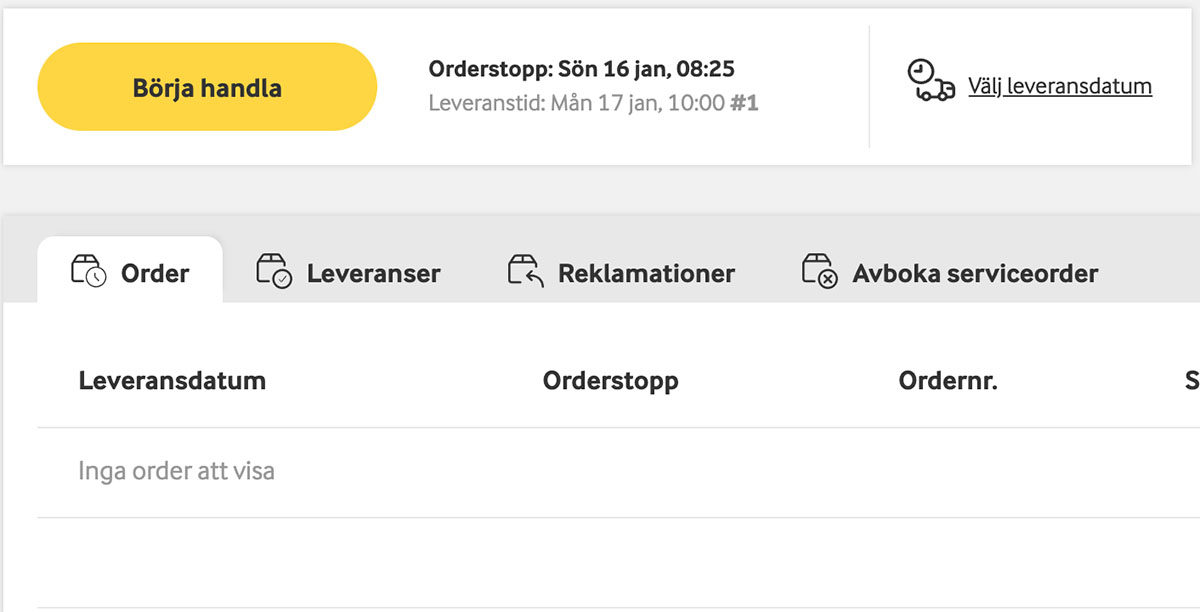 Beställning-börja handla