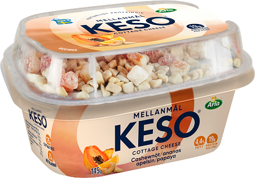 KESO® Cottage cheese mellanmål cashewnöt/ ananas/ apelsin/papaya 4,4%