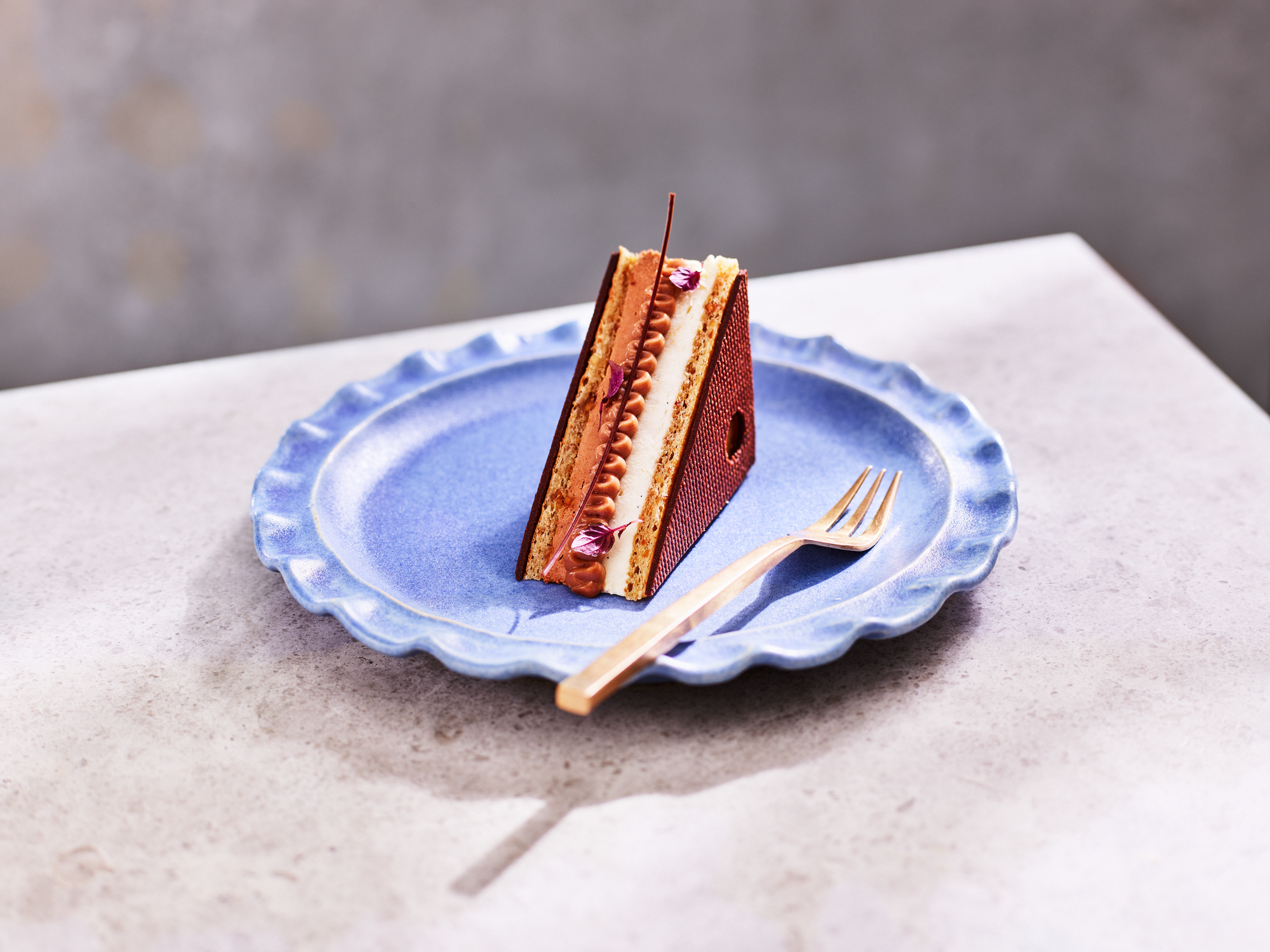 Bakelse med färskost, kaffe och choklad